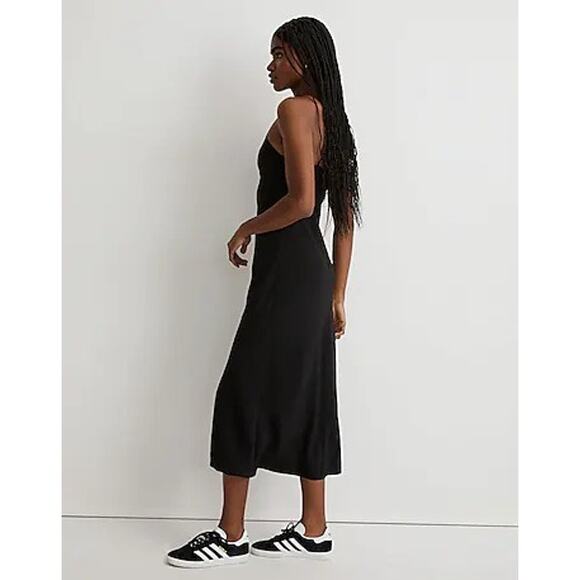 NWT Madewell Women's The Layton Midi Slip Dress Black Sleeveless V-Neck Size 0 - Picture 2 of 13